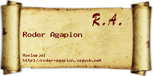 Roder Agapion névjegykártya